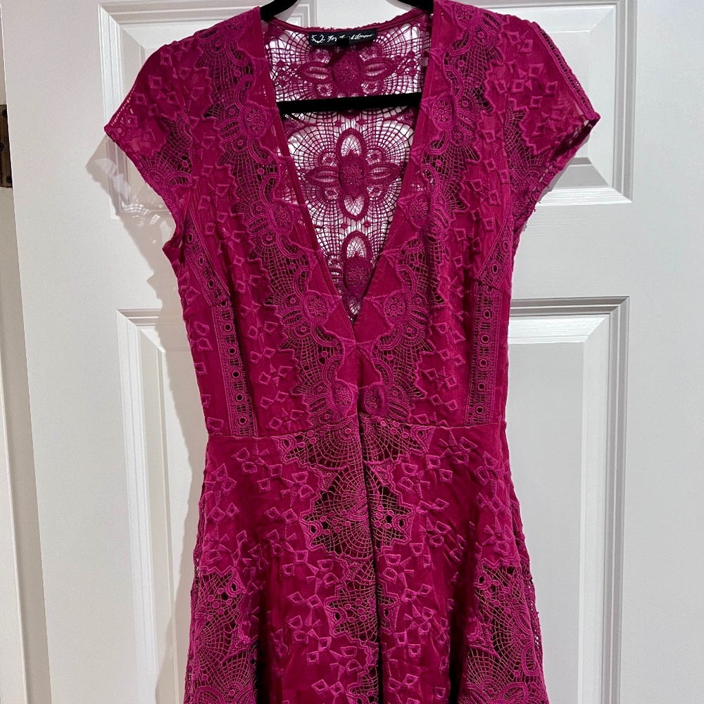 For Love & Lemons Maroon Lace Dress